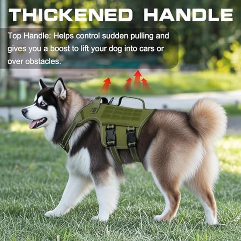 Ultimate Heavy Duty Dog Harness for Large Breeds - Tactical No Pull Vest with Molle System, Adjustable Reflective Design for Safe Walking, Hiking, and Training