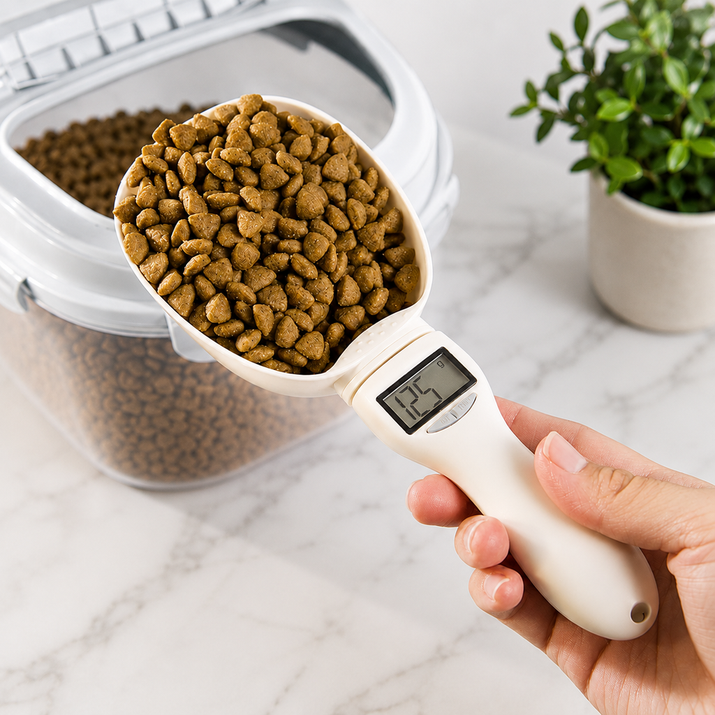 Accurate Pet Food Measuring Scoop - Digital Dog & Cat Food Scale with LED Display