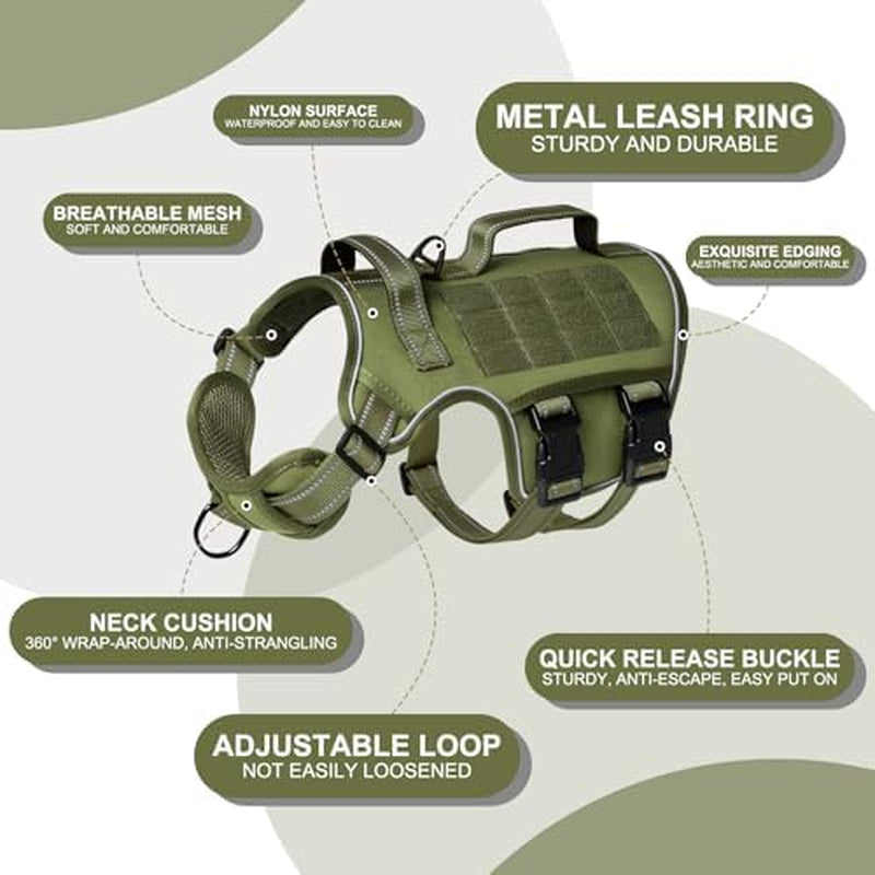 Ultimate Heavy Duty Dog Harness for Large Breeds - Tactical No Pull Vest with Molle System, Adjustable Reflective Design for Safe Walking, Hiking, and Training