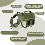 Ultimate Heavy Duty Dog Harness for Large Breeds - Tactical No Pull Vest with Molle System, Adjustable Reflective Design for Safe Walking, Hiking, and Training